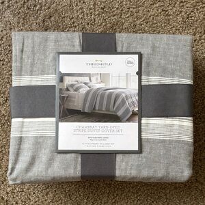 Threshold Chambray Striped Duvet Cover Set - Full/Queen